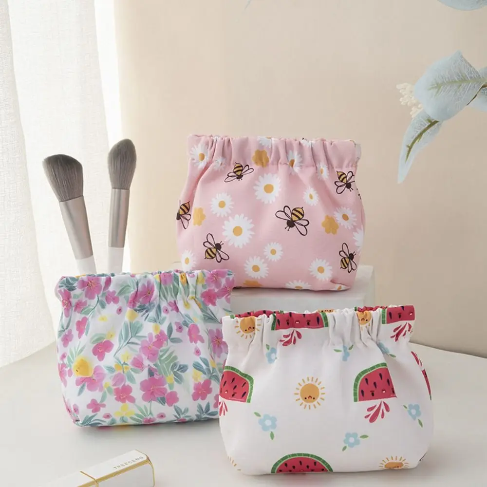 Fashion Cloth Shrapnel Bag Automatic Closing Portable Cosmetic Bag Coin Pouch