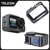 TELESIN-funda protectora con marco para DJI OSMO Action 3 4 5Pro, doble zapato de choque, carcasa de aleación de aluminio para DJI Action 3 4 5pro