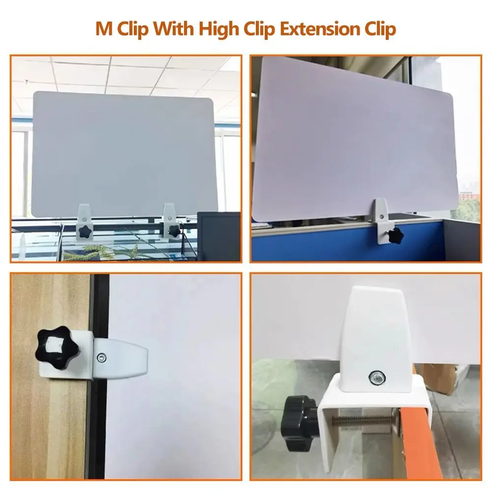 Aluminum Alloy Office Desk Baffle Clip Multifunctional Adjustable Glass Clamp Black White Silver Hardware Office Desk Divider