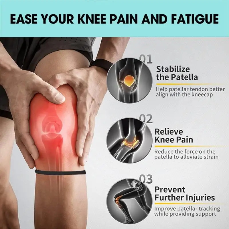 2Pcs Patellar Tendon Support Strap For Knee Pain Relief Knee Bands For Basketball, Running And Hiking, Silicone Patella Band - view 6