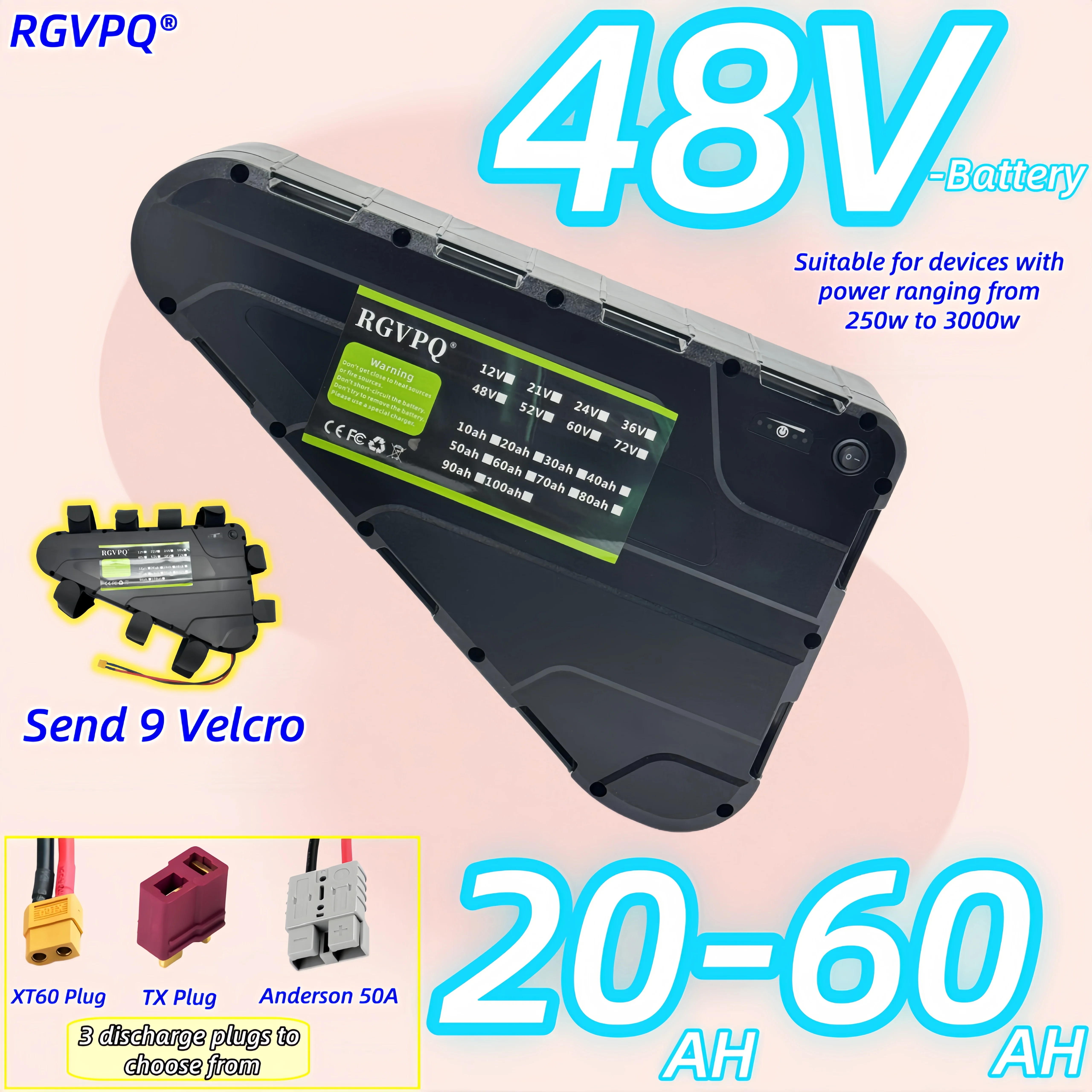 

Electric vehicle lithium battery 48V20Ah-60AH triangular lithium battery mountain electric vehicle crossbeam hanging bag