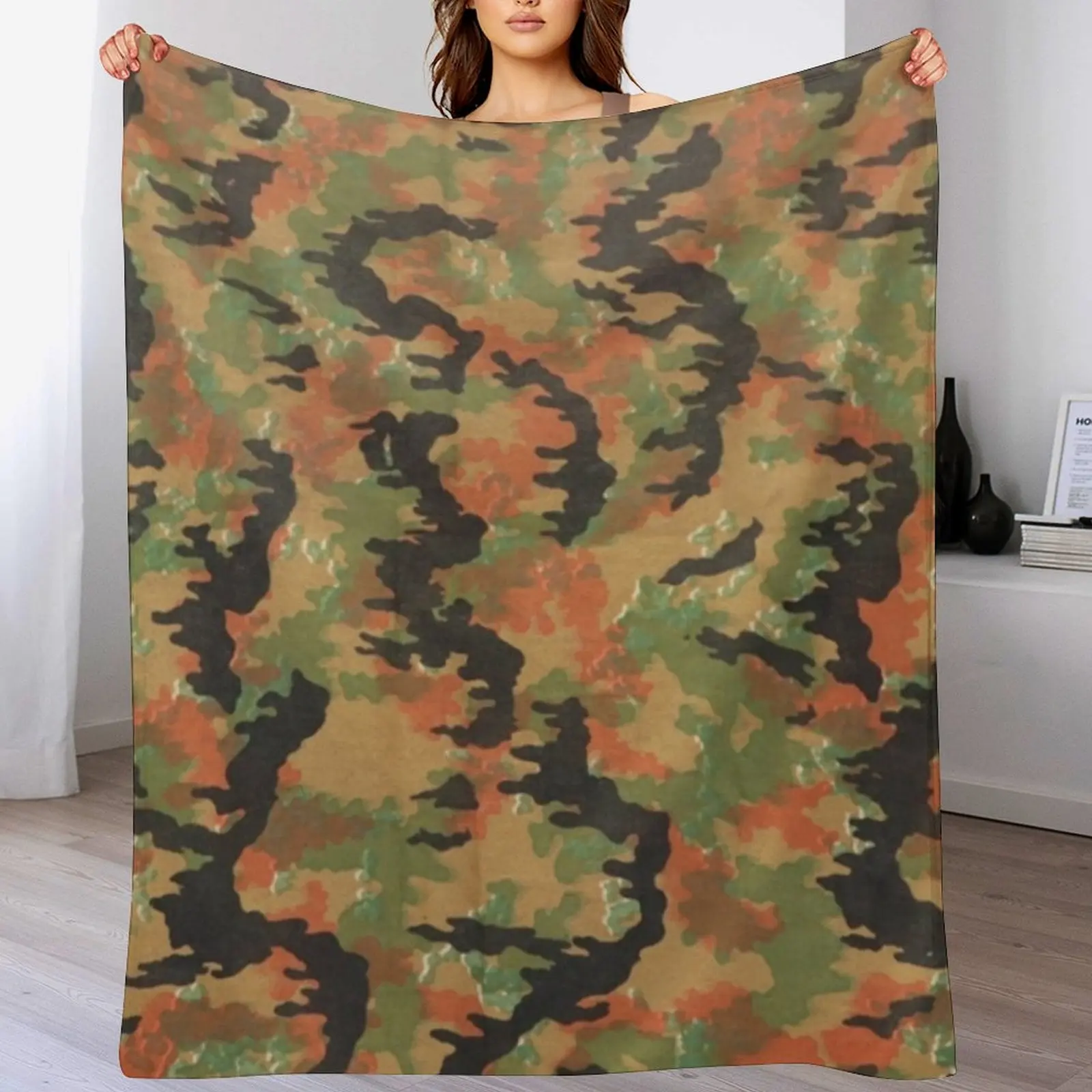 

Waffen SS Leibermuster camo pattern 1945 Throw Blanket Quilt Softest bed plaid Camping Blankets