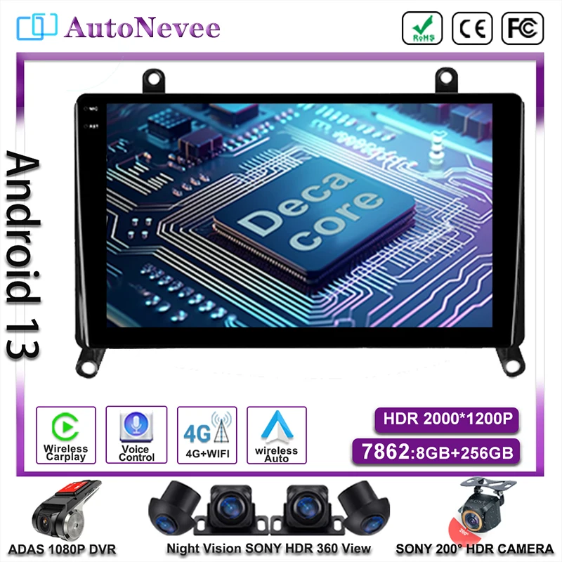 NO 2DIN Android 13 For Toyota Hiace H300 VI GranAce I 2019-2022 Auto QLED  Radio Stereo Multimedia Car Player GPS Navigation DVD