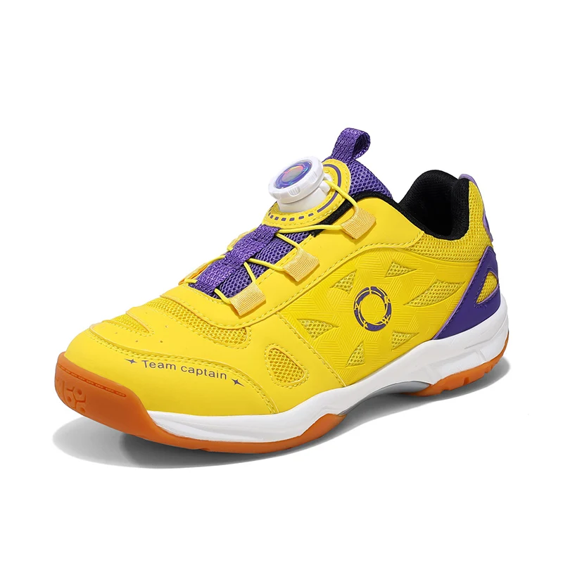 

Lightweight Kids Sneakers Yellow White Boys Girls Badminton Shoes Sport Outdoor Training Gym Walking Ping Pong Sneakers