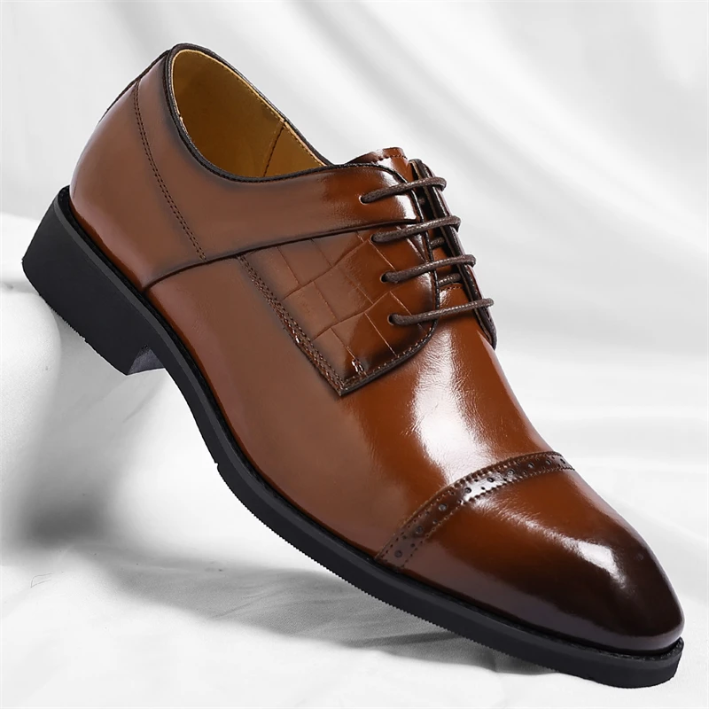 

Men's Fashionable Comfortable Thick Bottom Anti-Slip Business Formal Derby Shoes British Style Leather Footwear-SJ1115