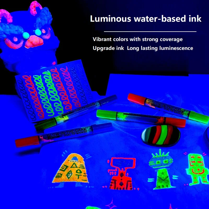 1PC 형광펜 양방향 듀얼 컬러 빛나는 그림 편지지 영구 마커 건조 지우기 냄새 없음 미술 용품