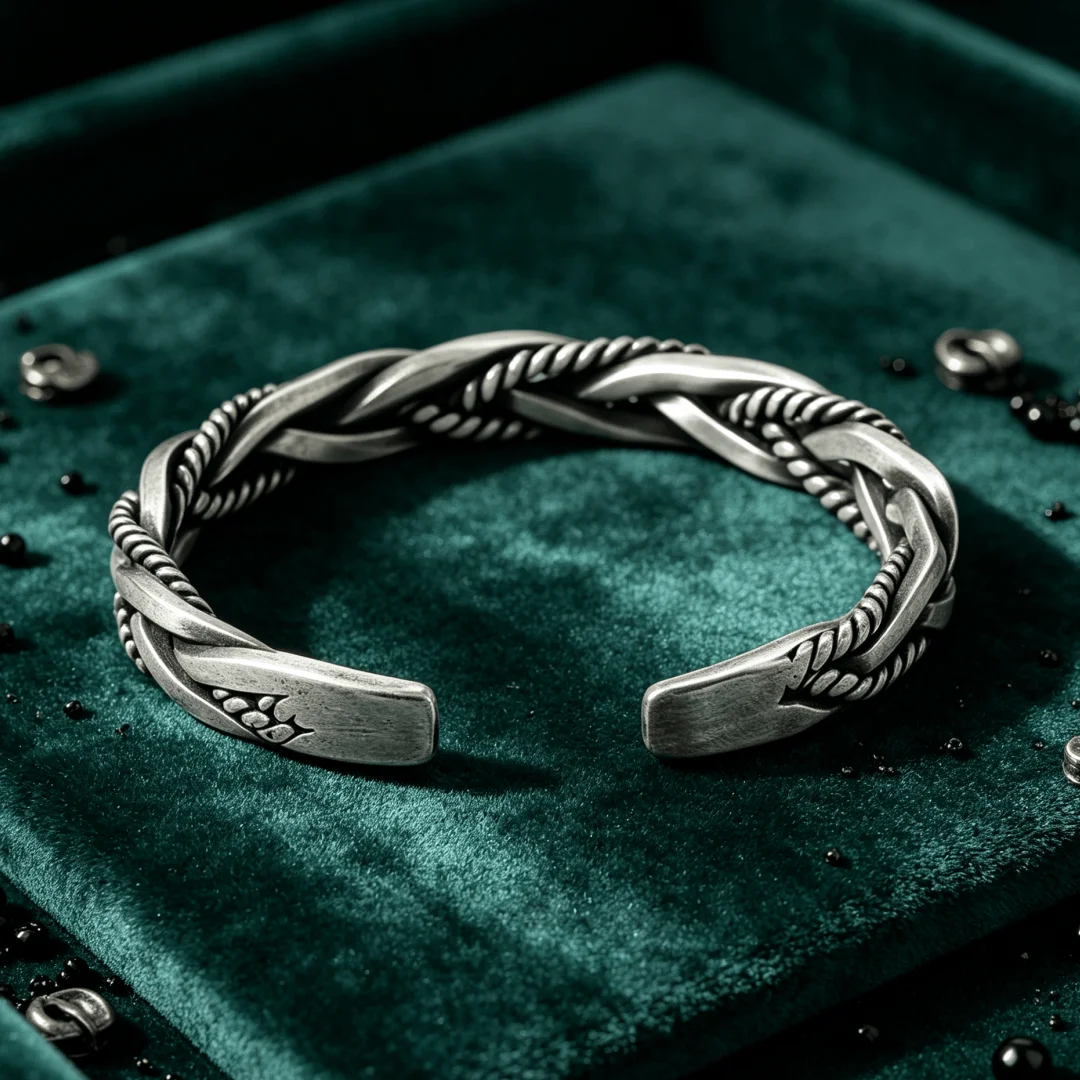 Street all-match 925 Sterling Silver Gorgeous Twisted Woven Bracelet man women Neutral Thai Original Handmade Opening bangle