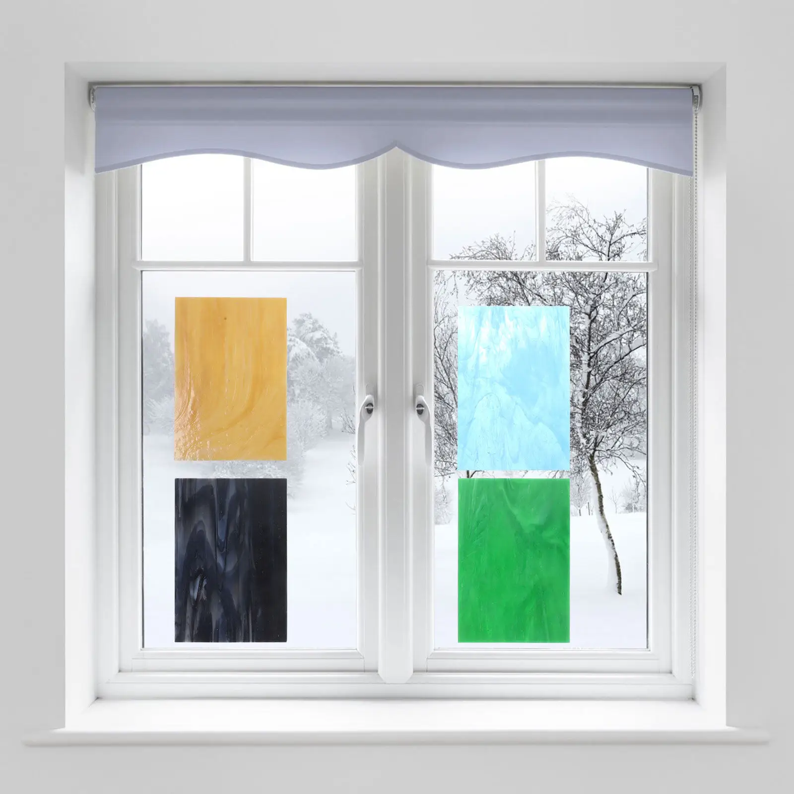 

6 Sheets Premium Colored Stained Glass Sheets Glass Mosaic Tiles for DIY Home Decoration Craft Supplies Garden Path Art Projects