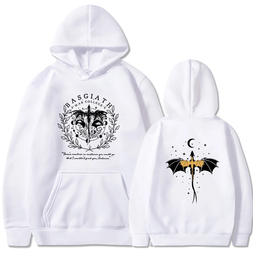 Fourth Wing Double-Sided Hoodies Basgiath War College Hoodie Unisex Hooded Sweatshirts Bookish Hoodie Long Sleeve Pullovers Top