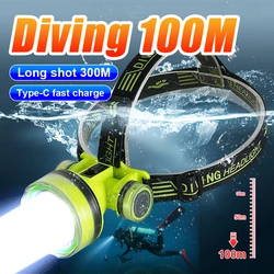Professional Diving Headlamp Dive 100m Spotlight Magnetic Switch Underwater Strong Light Headlight IPX8 Waterproof Head Lantern