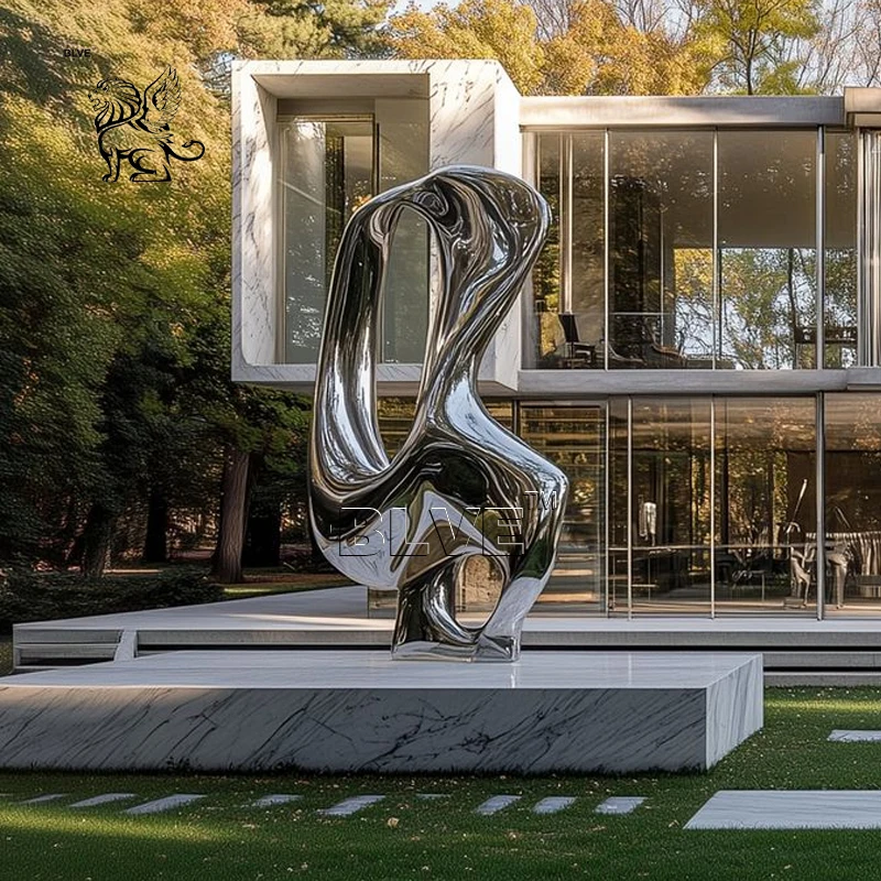 

Парковое украшение BLVE, современный дизайн, абстрактная металлическая статуя, серебряная скульптура из нержавеющей стали