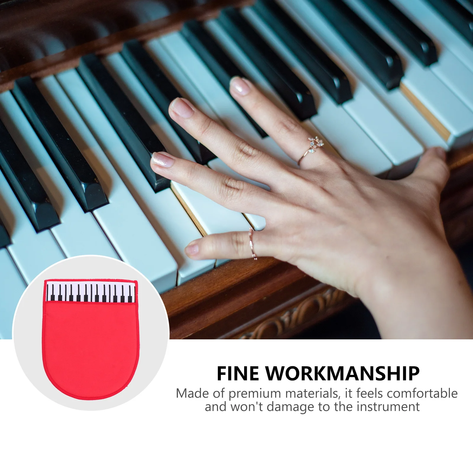 

Piano Cleaning Glove Red Microfiber Lint-Free Comfortable Piano Instrument Cloth Perfect for Cleaning Musical Instruments
