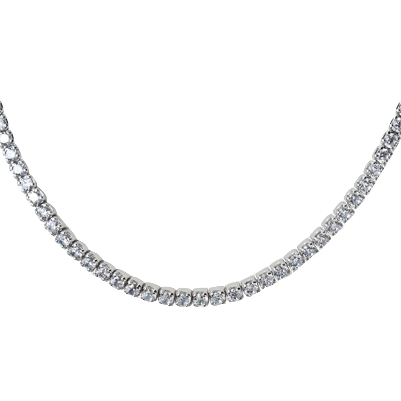 Modian Genuien 925 Sterling Silver olśniewający przezroczysty CZ Choker naszyjnik dla kobiet prezent regulowany łańcuszek pudełkowy oryginalna piękna biżuteria — zdjęcie 6
