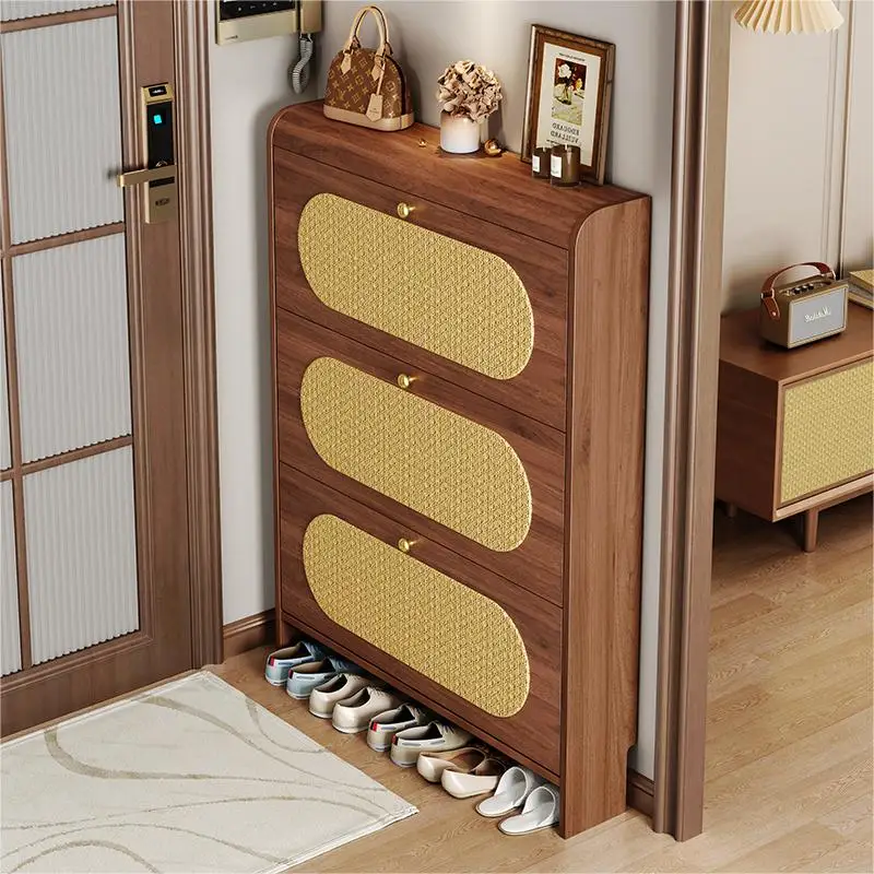 

Medieval ultra-thin tipping bucket shoe cabinet at the door of the home, the new 2025 popular entrance cabinet integrated solid
