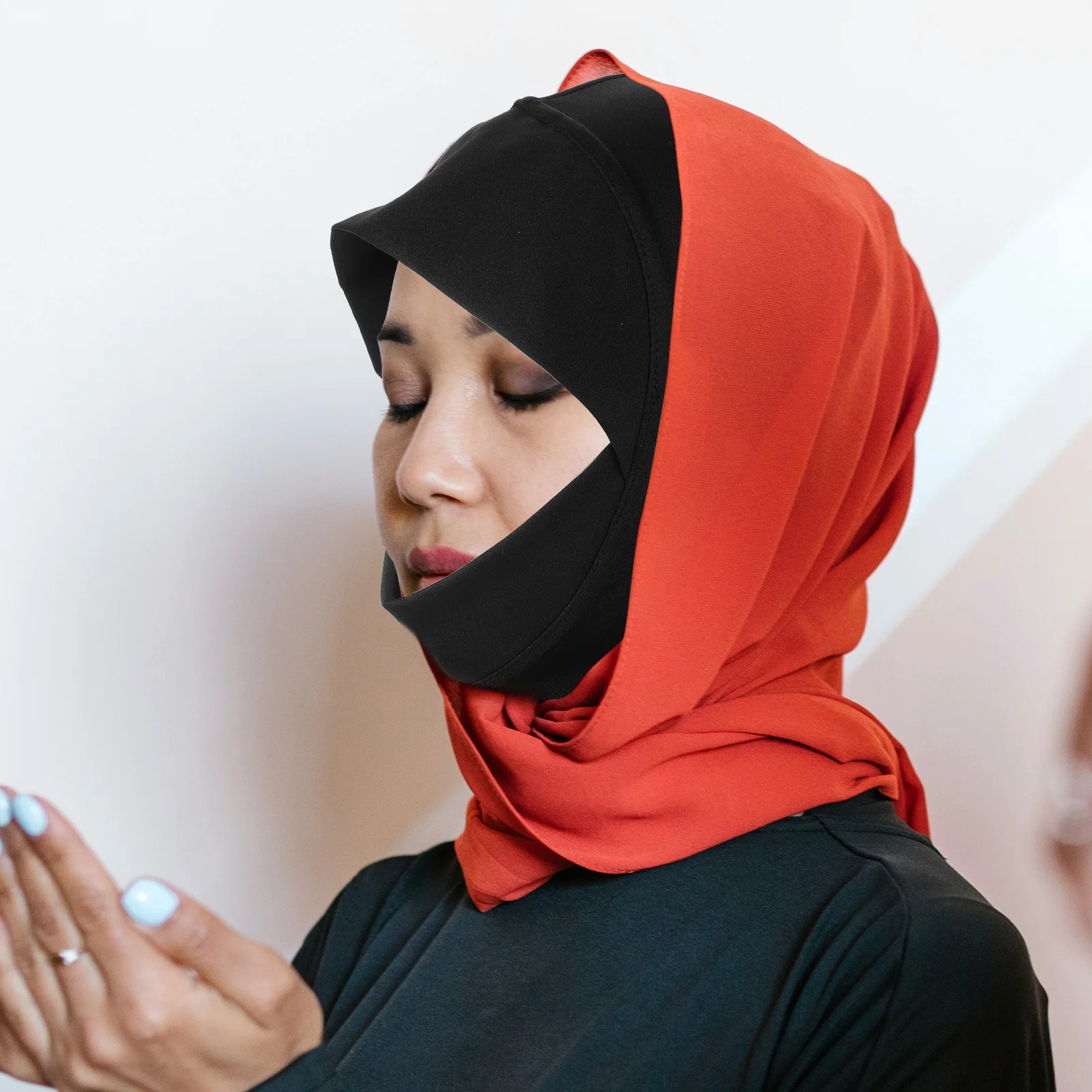 Women Adjustable Black Inner Hijab Cap Full Cover Breathable Modal Fabric Comfortable Elastic Headwear Muslim Hijab Cap