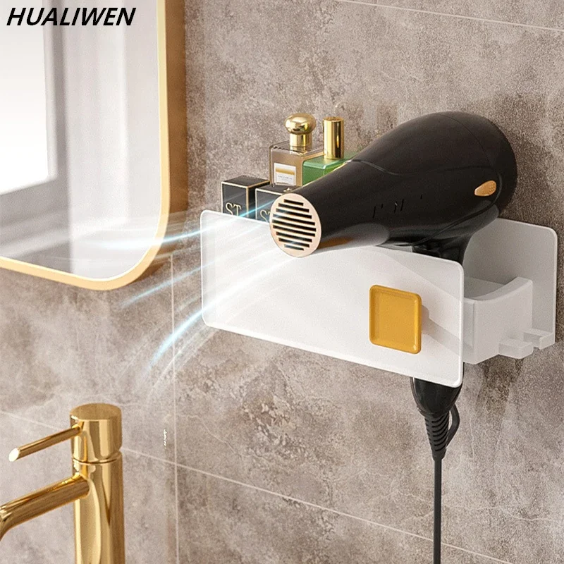 Bathroom and household multifunctional hair dryer bracket, no hole wall mounted curling iron holder