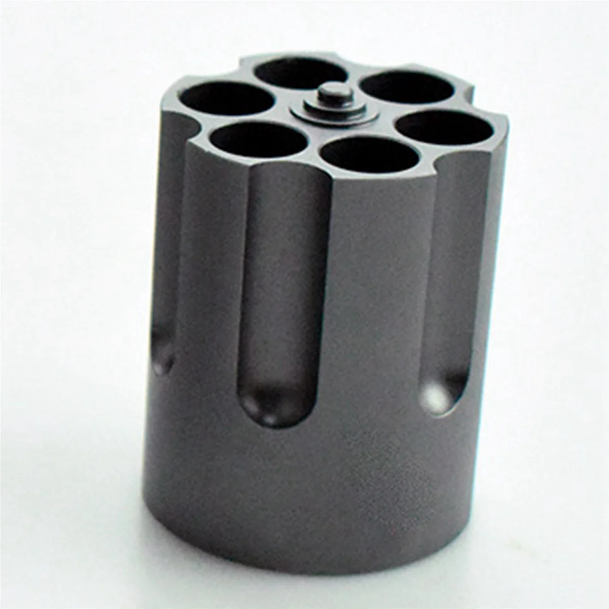 Portalápices Revolver 4X con diseño de cilindro de 6 ranuras, adorno creativo de oficina de aleación de aluminio antideslizante resistente
