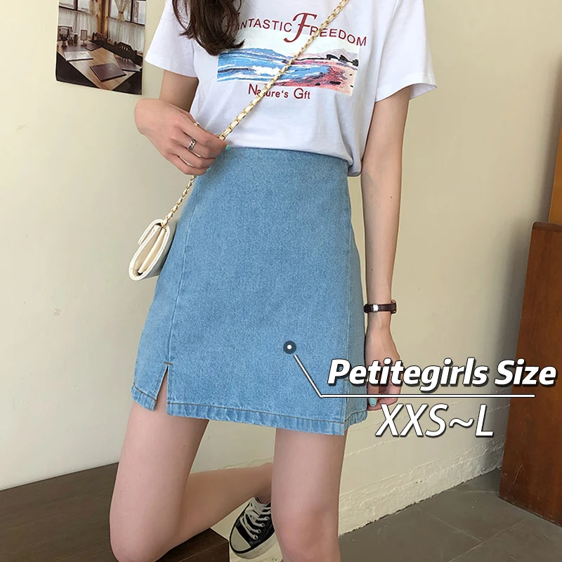 

150 Short retro split denim wrap hip skirt Female summer high waisted straight A-line Hottie skirt xs show height