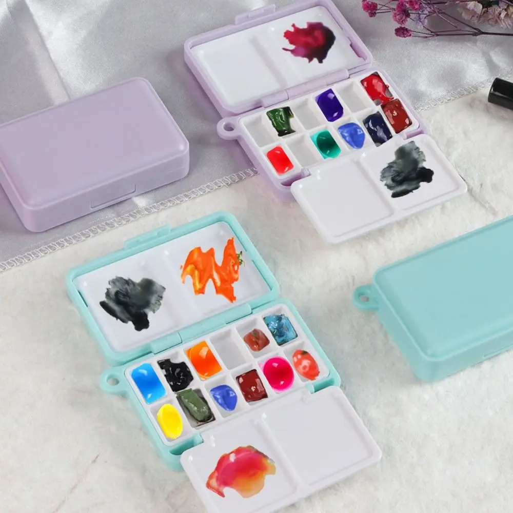 Portable Mini Portable Painting Box Compact Removable Watercolor Paint Palette Subpackage Design Empty Plastic Pigment Box