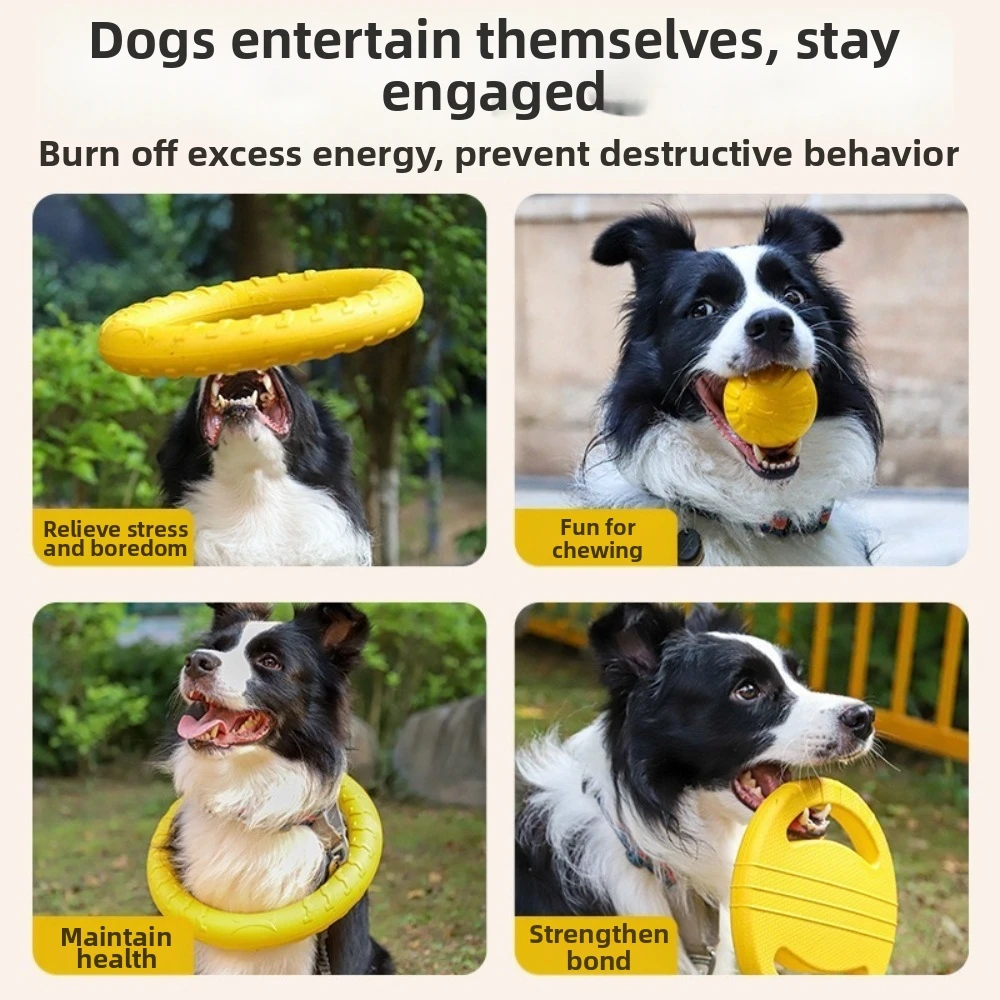 New EVA Dog Ring Fetch Interactive Dog Training Tools Chew-Resistant Throwing Catching Pet Pull Ring Outdoor Use