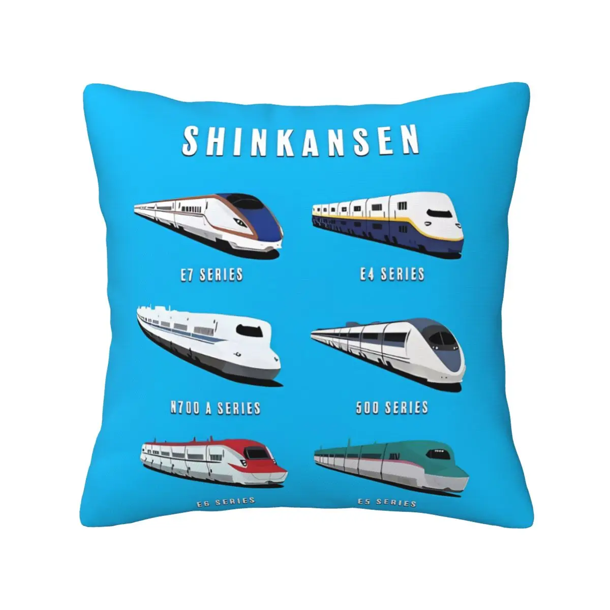 Japanese Shinkansen Bullet Trains Pillowcase Cushion, Bedroom Zipper Customized Home Decor, Customizable