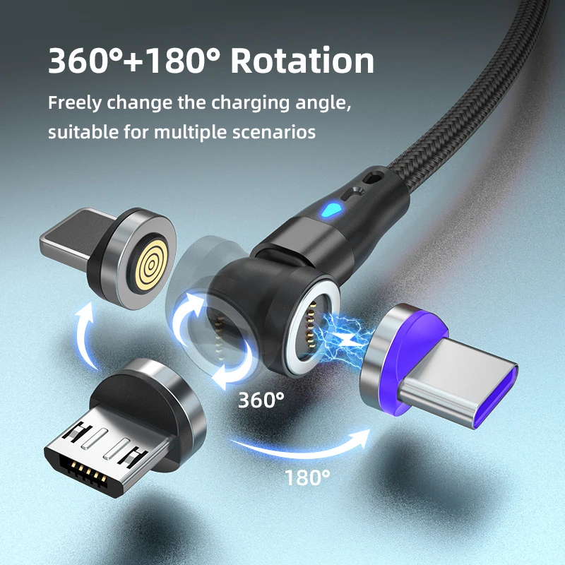 5A Magnetic Cable Super Fast Charging For Huawei Honor 3A Micro Type C Cable For iPhone Xiaomi Samsung Magnet Charger USB C Cord