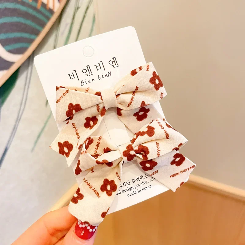 Bebê meninas grampos de cabelo impressão floral arcos pino de cabelo para crianças liberdade algodão barrette crianças verão acessórios para o cabelo 2 pçs/set