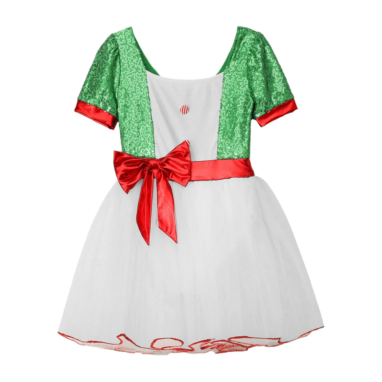 Vestido de Natal para meninas adolescentes, listra de lantejoulas, collant de cana doce, tutu para ginástica, patinação, roupas modernas de dança lírica