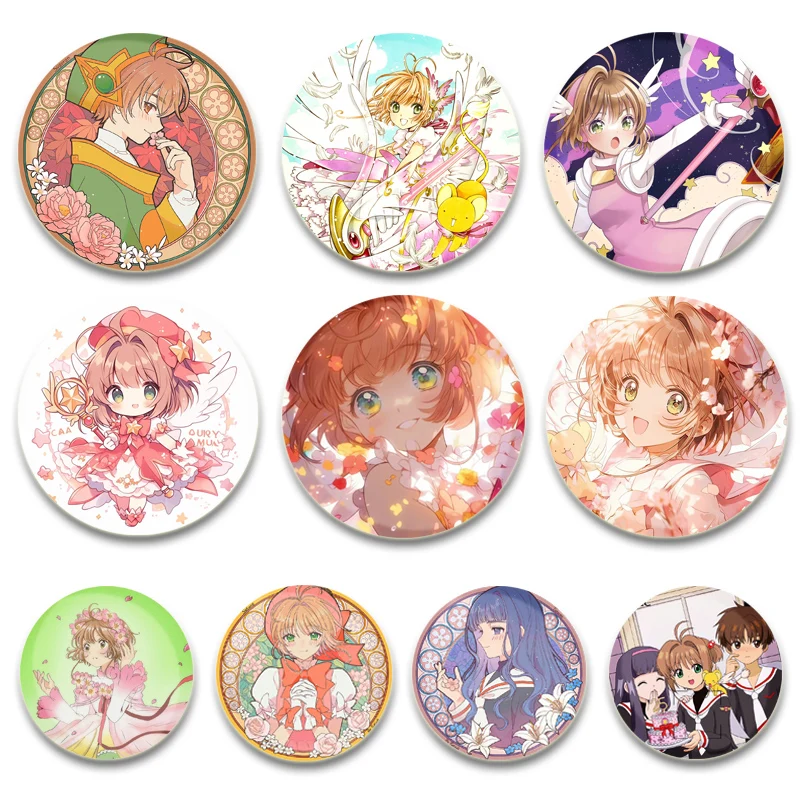 

Anime Cardcaptor Sakura Enamel Pins KINOMOTO SAKURA LI SYAORAN Round Brooches for Backpack Clothes Cartoon Cosplay Badge