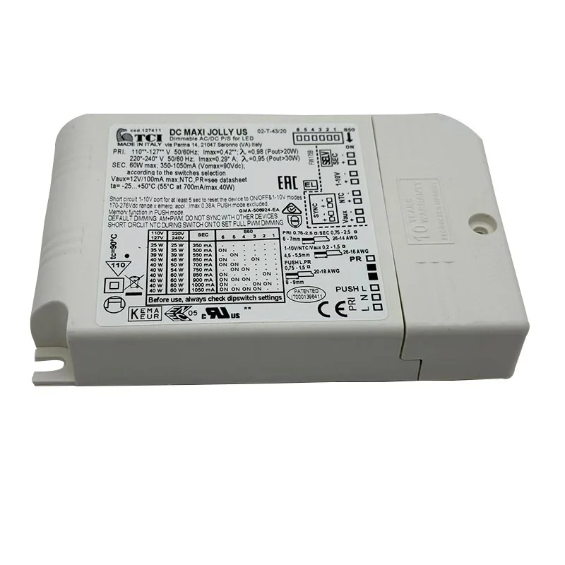 

Диммируемый драйвер питания TCI MAXI JOLLY US 60 - 1-10 В и PUSH 127411