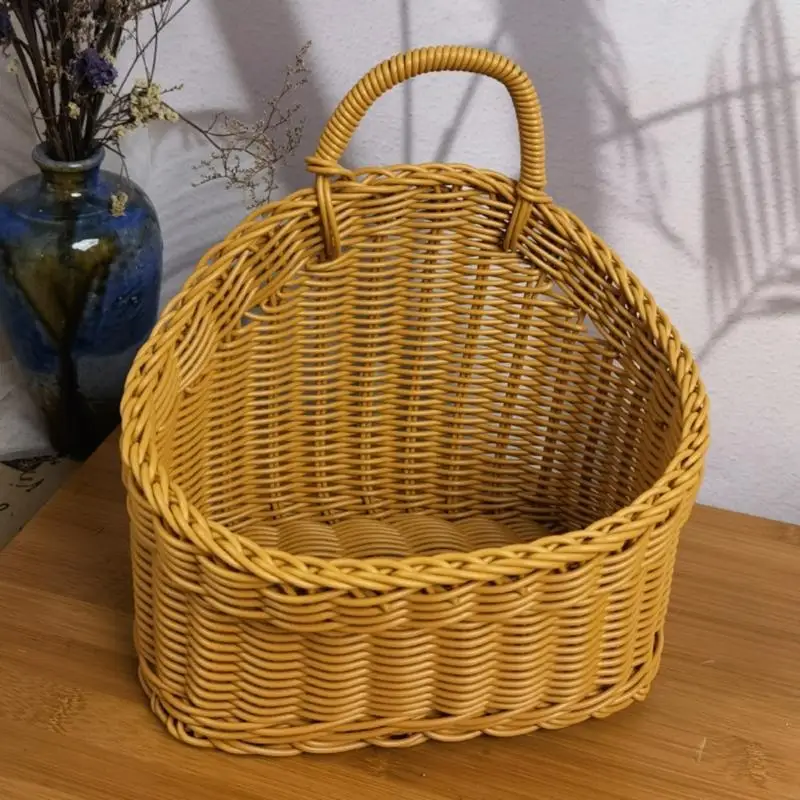 U2JC Convenient Wall Mounted Storage Basket Sturdy Woven Styles Home Accessory for Household Items Organization Daily Use