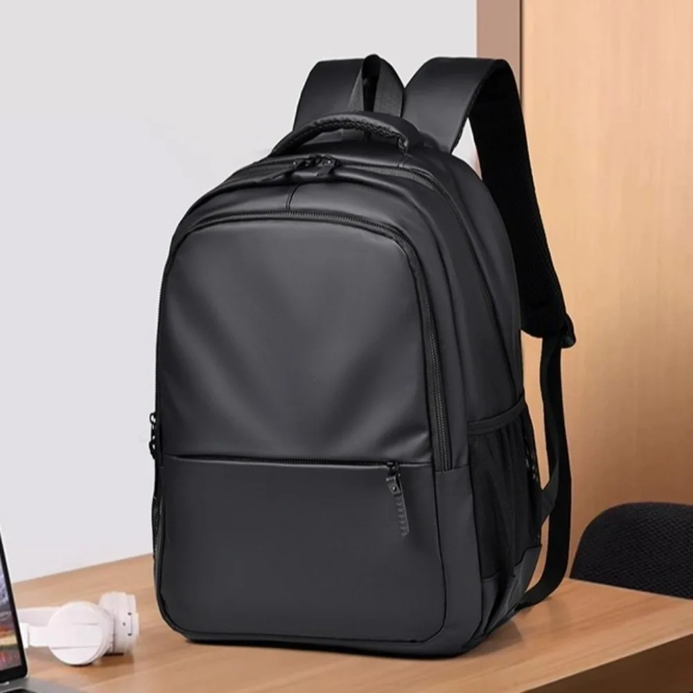 Fashionable Waterproof Backpack Polyester Solid Color Hiking Bag Portable Curved Shoulder Strap Student Backpack Daily Use