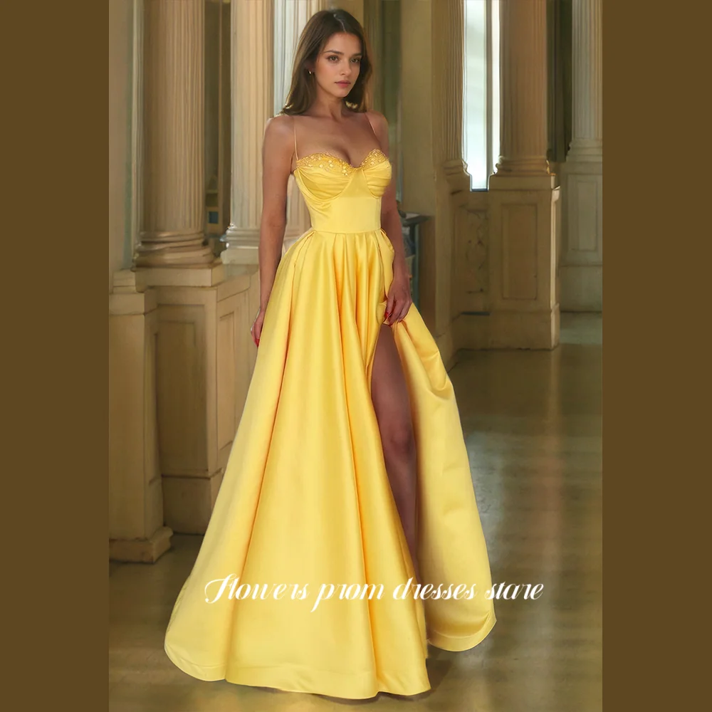 

Flowers Prom Long Party Dress Glitter Evening Dress High Slit Sequin Party Dresses Classic Brilliant Satin Long Sleeves Vestidos