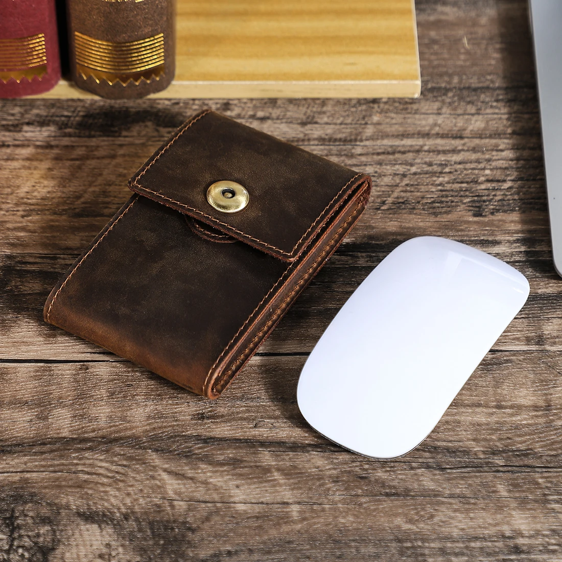 

CONTACTS FAMILY Genuine Leather Pouch For Apple Magic Mouse 1/2/3/4 Generation Wireless Mice Gaming Mouse Small Bag