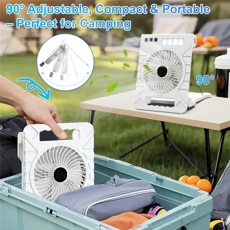 CJSD-LED Lantern Solar Powered Fan Portable Folding Design For Camping, Tents, Fishing,Beach, Car, Home Outdoor Use Activity
