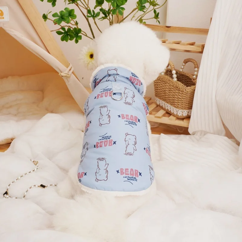 Fashion Print Dog Down Jacket Cute Soft Dog Clothes Winter Cat Jacket Coat Warm Puppy Costume Chihuahua French Bulldog Clothes