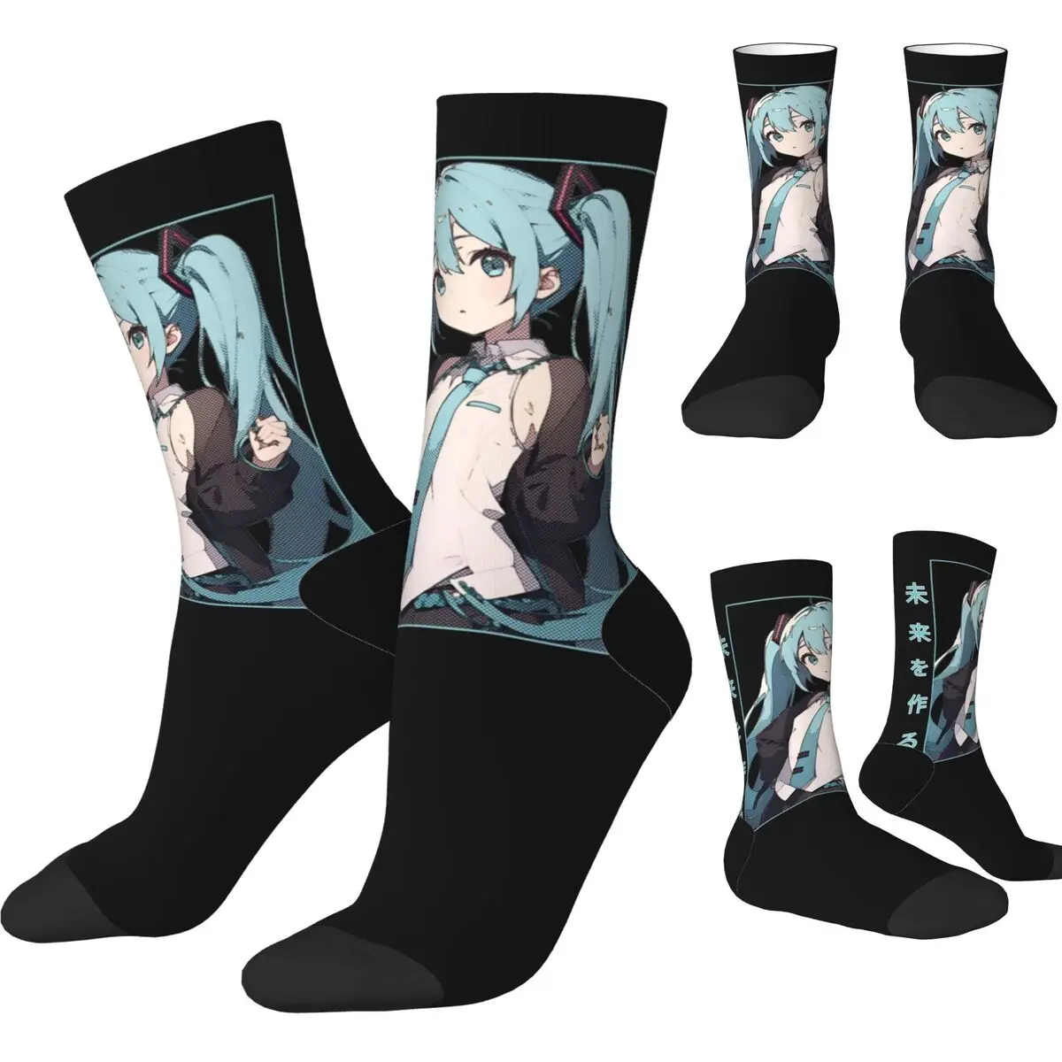 Happy Funny Male Men Socks Casual Hatsune Miku Future Melody Sock Polyester High Quality Women Socks Spring Summer Autumn Winter