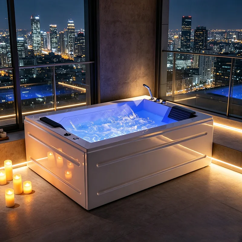 Built-in Whirlpool Bathtub Luxury Hydro Massage Tub with Heater Adjustable Water Jets