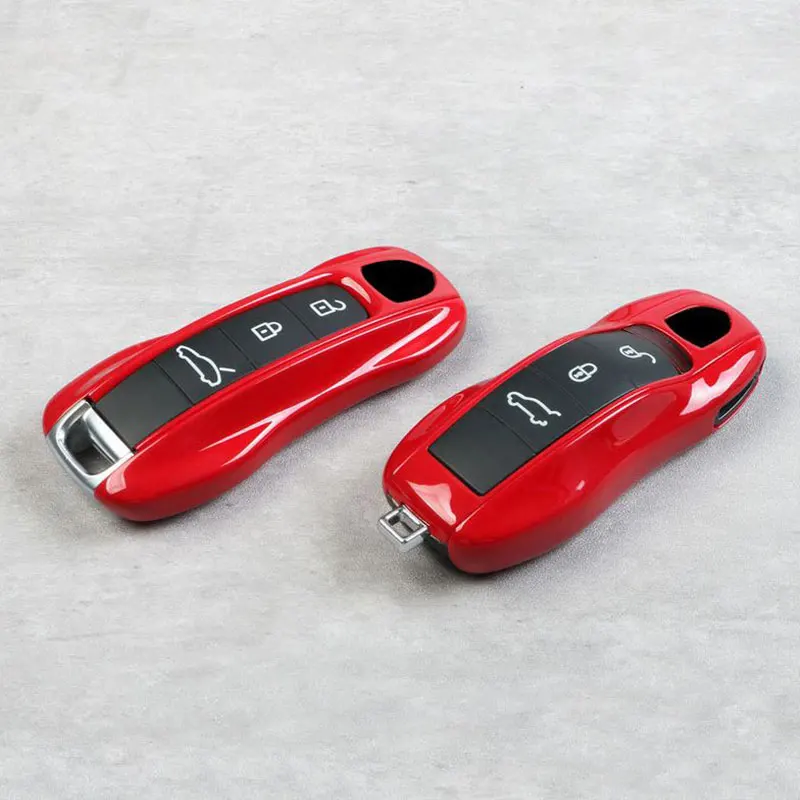 

Luxury Plastics Carmine Red Car Key Case Fob Cover for Porsche Panamera Macan Boxster Cayman Cayenne 911 718