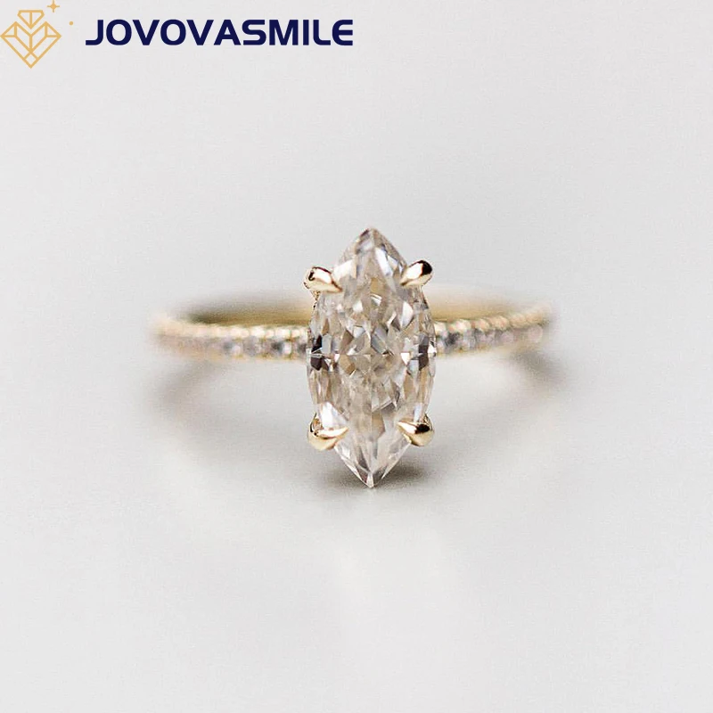 

JOVOVASMILE 3 Carat Diamond Moissanite Wedding Ring 12x6mm Marquise Cut 9k 14k 18k Yellow Gold Rings For Woman Fashion Jewelry