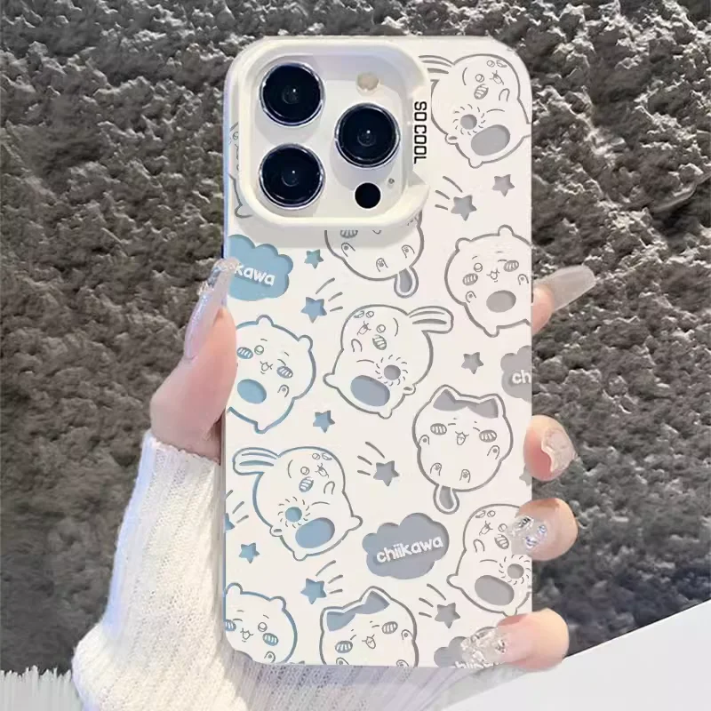 Cute Cartoon Anime C-Chiikawas Phone Case for IPhone 16 15 14 13 12 11 Pro Max X XR XSMAX 8 7 Plus Candy Matte Shockproof Cover