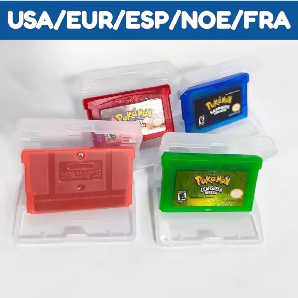 Tarjeta de Juego GBA en Varios Idiomas, Cartucho de Consola de Videojuegos de 32 Bits, Pokémon Edición Roja Fuego, Edición Verde Esmeralda, Edición Verde Hoja, Edición Rubí, Edición Zafiro para GBA SP
