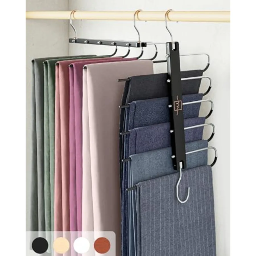 

Pants Hangers Space Saving - European Beechwood Scarf and Jean Hangers - Closet Organizer and Space Saver Pant Rack Leggings Ha