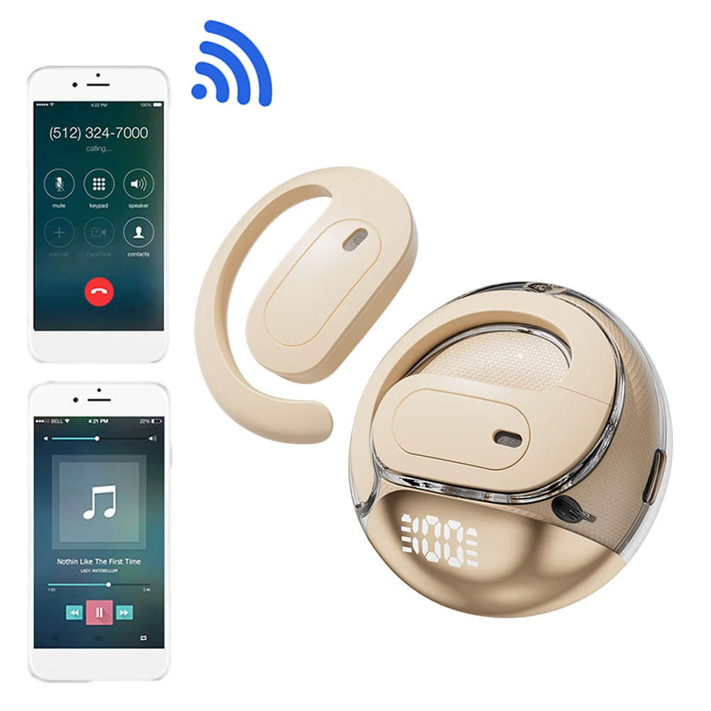 AI Translator Earbuds 144 Languages Translator Headphones Bluetooth-Compatible 5.4 Wireless Ear Hook Earphones 99% High Accuracy