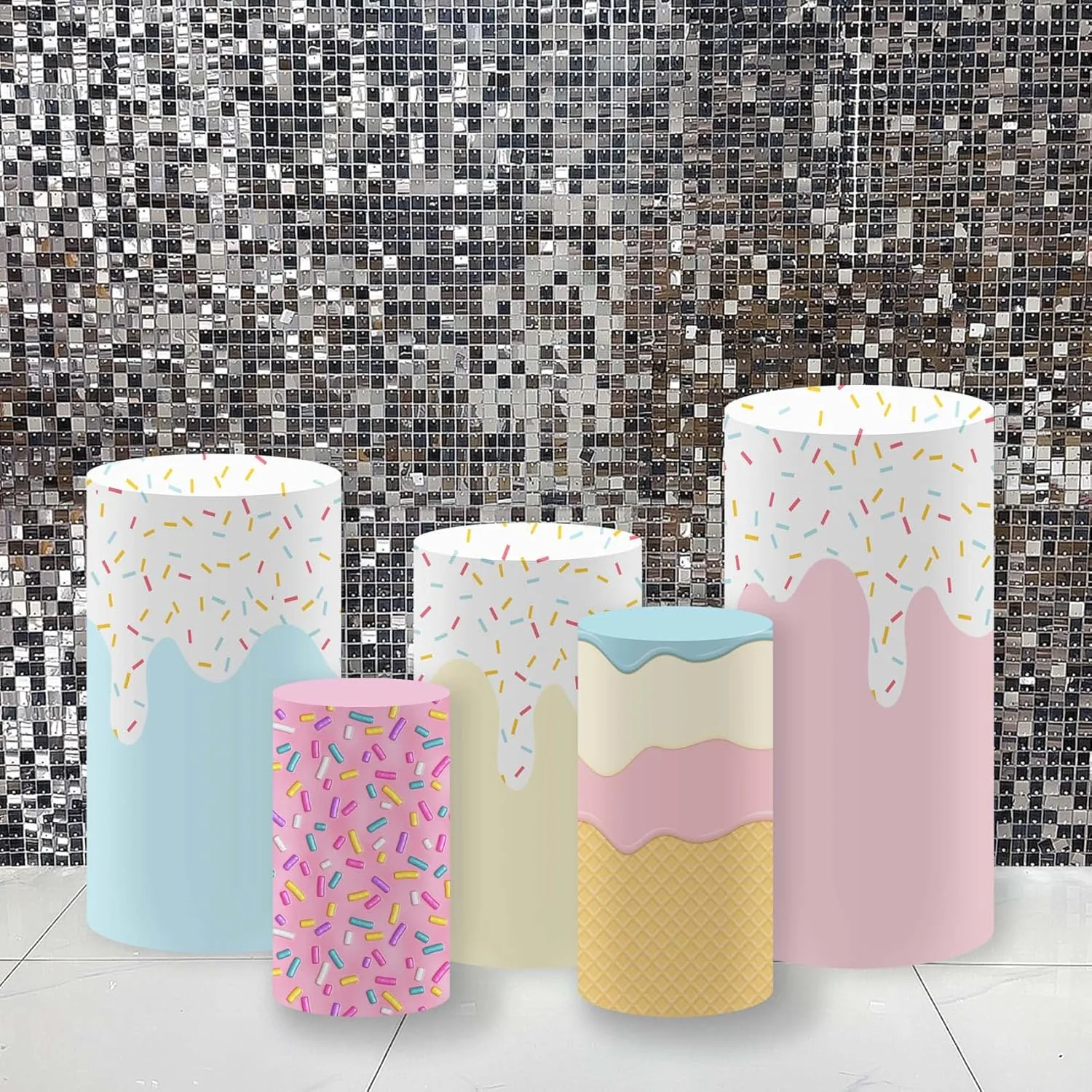 

Чехлы на пьедестали на тему пончиков для украшения дня рождения, эластичные тканевые чехлы на пьедестали для детского душа, свадебный реквизит