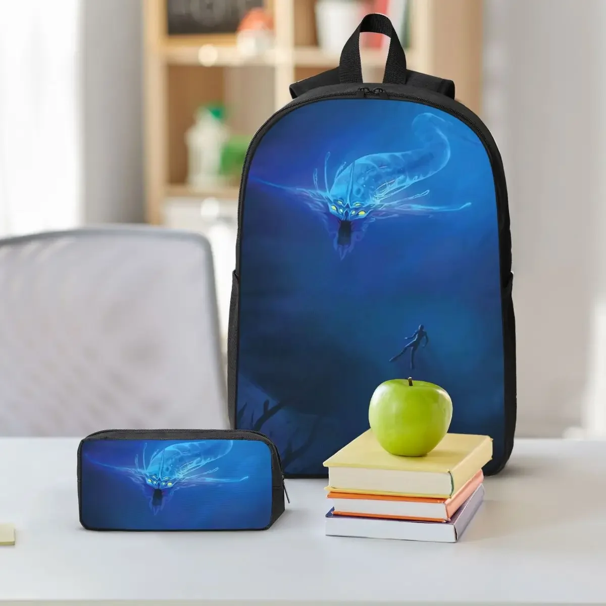 Subnautica - Ghost Leviathan Backpack Boys Girls BookBag School Bag Computer Shoulder Bags 3ps Insulated Lunch Bag Pencil Case