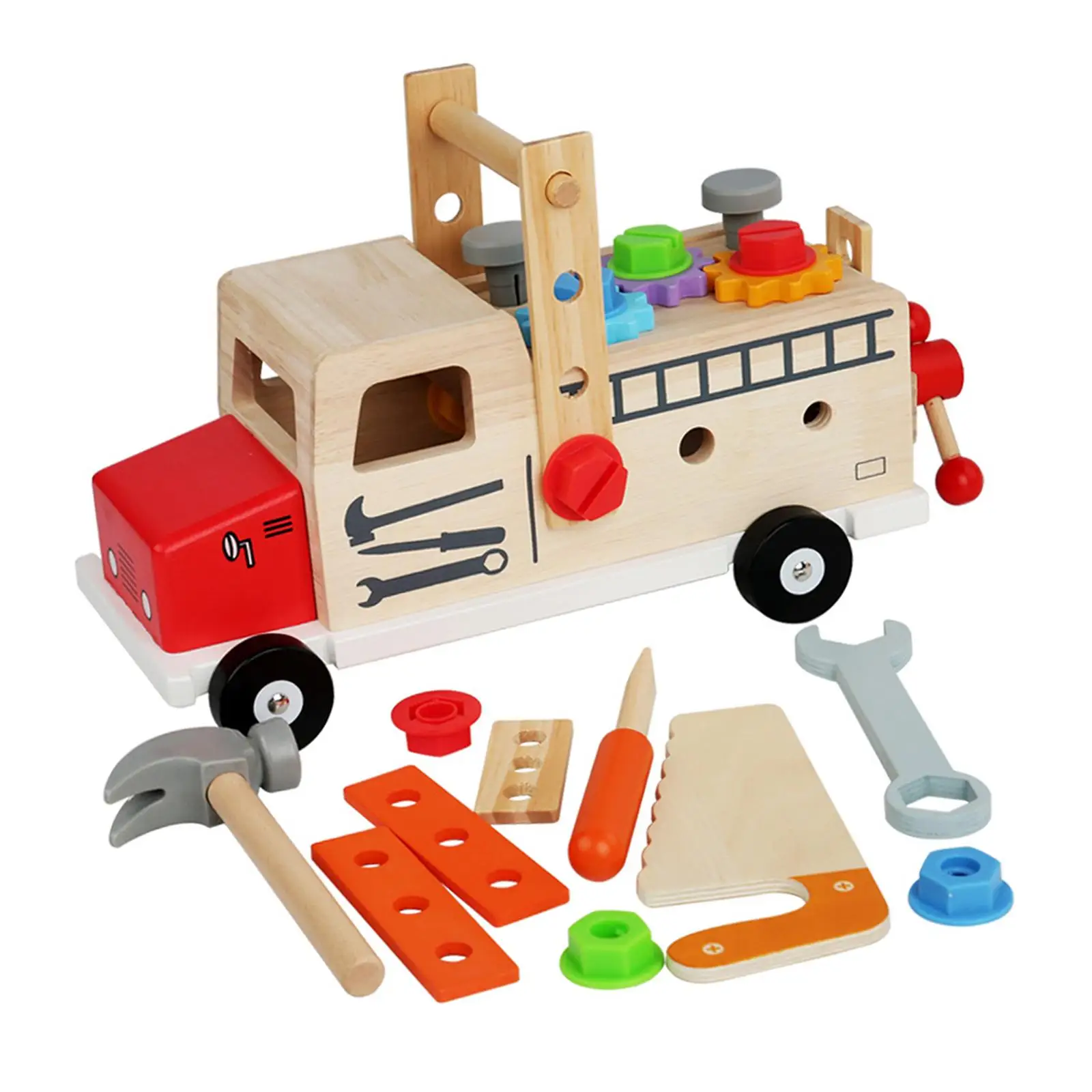 

Wood Kids Tool Set Construction Toy Creative Role Play Combination Disassembly