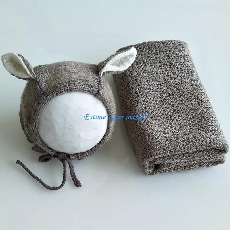 090B الوليد محبوك تمتد التفاف طقم قبعات الكروشيه بطانية بونيه الطفل التصوير الدعائم الرضع صور اطلاق النار الملحقات #3