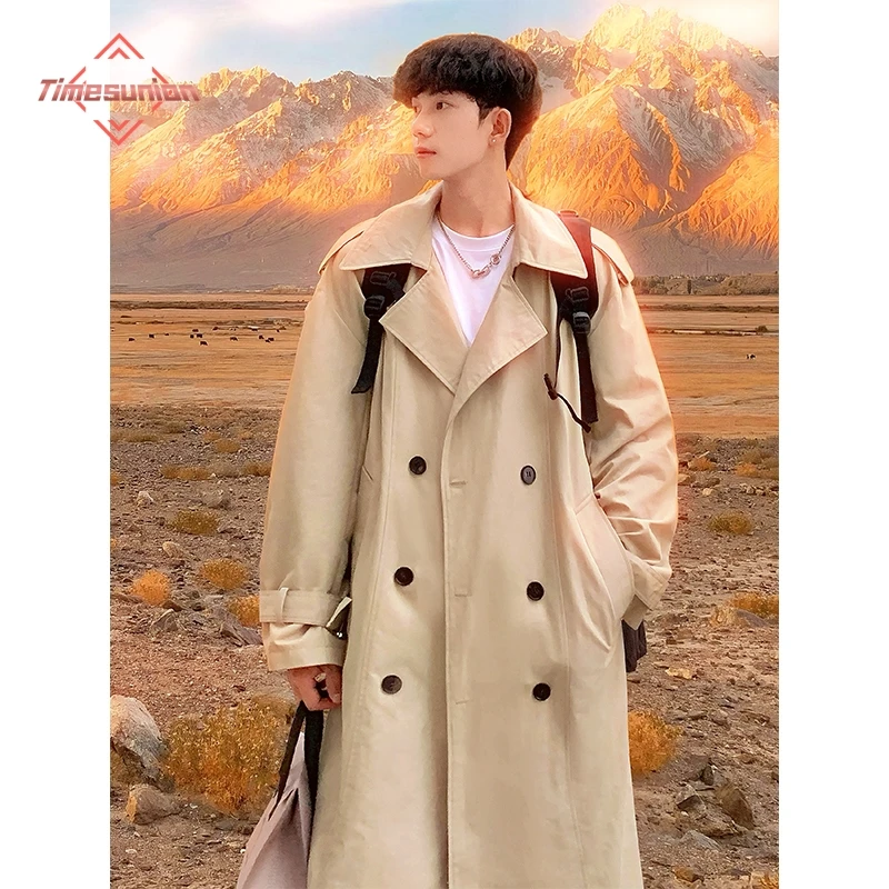 

Autumn New Style Man Trench Coat Double-breasted Buckle Korean-style Mid-length Coat Jackets Man