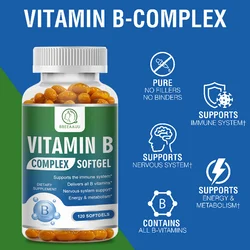 BBEEAAUU Organic Vitamin B Complex Capsules(B1,B2,B3,B6,B12) Immune System Brain and Heart Health Nervous System Metabolism